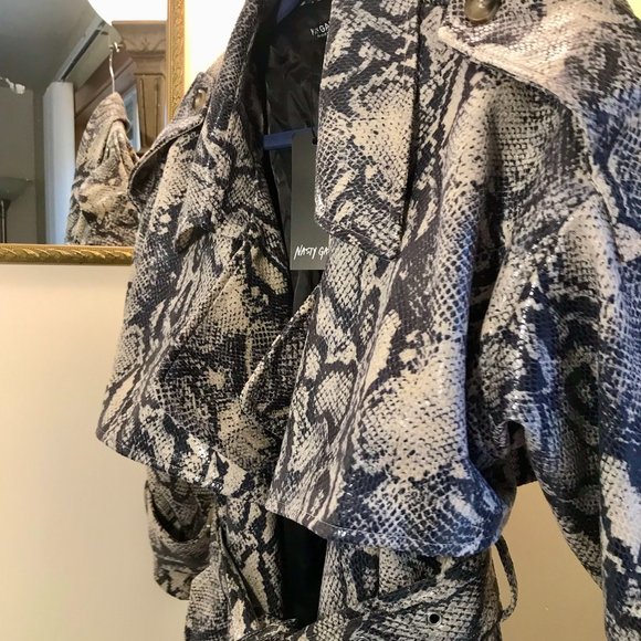 BRAND NEW Nasty Gal Snake Print Trench Coat - Picture 5 of 8